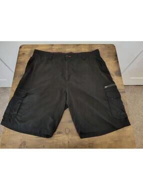 BurnSide Mens Cargo Shorts Sz 36 Black Zip Pocket Activewear Sports Hike Summer